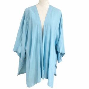 KALIYANA BABY BLUE LINEN OVERSIZED CARDIGAN - M / L